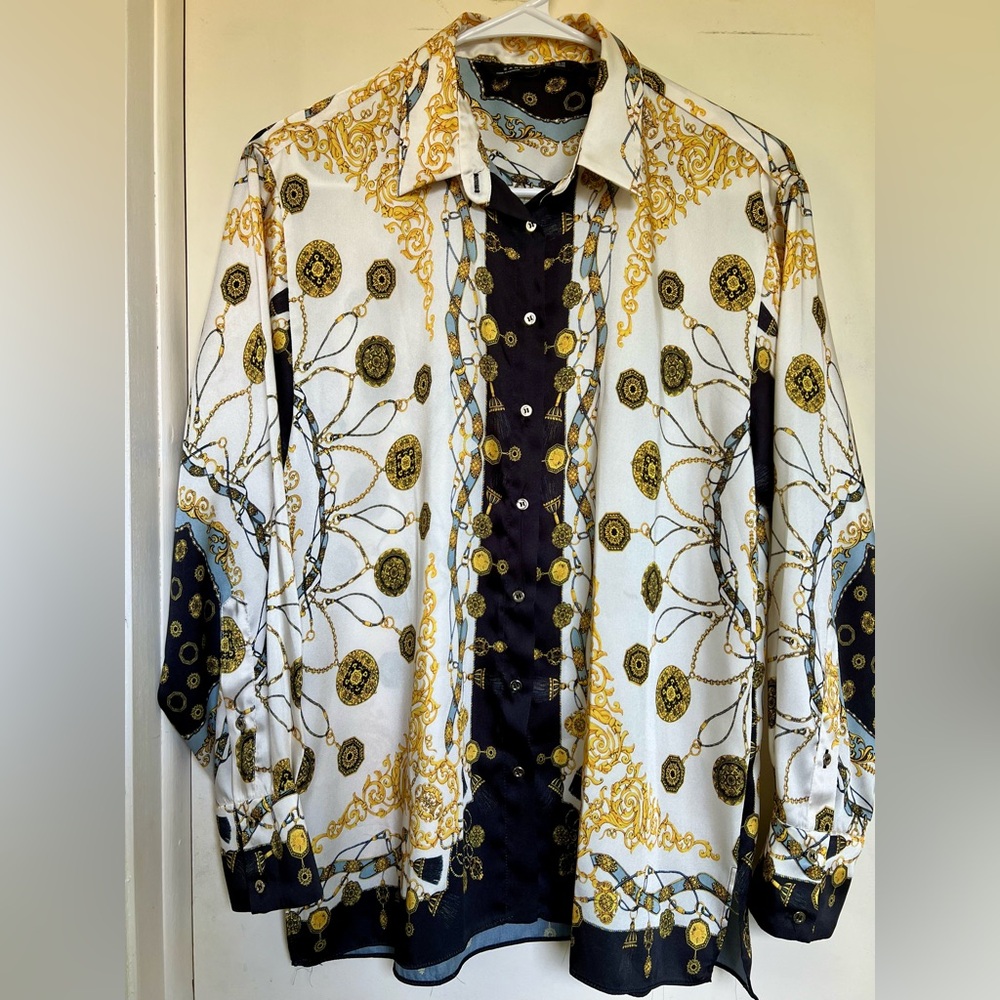 Zara Gold and Black Baroque Blouse